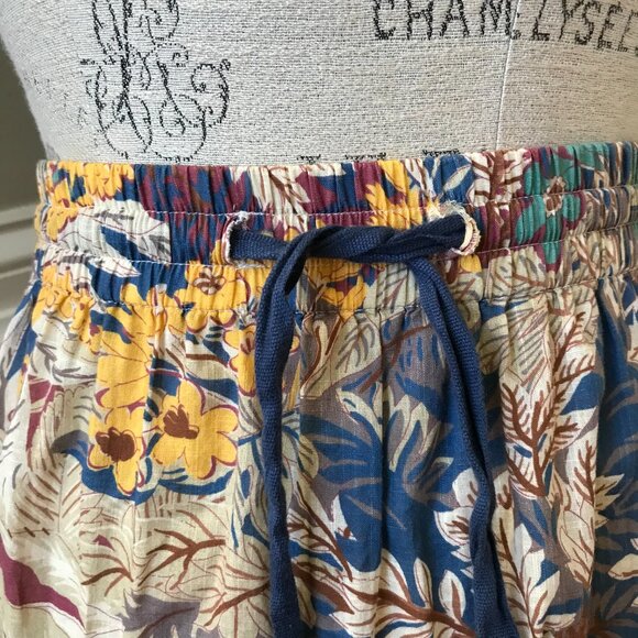 The Great Pastoral Tiered Maxi Skirt Womens 2 Small Blue Yellow Canopy Leaf - Picture 10 of 14